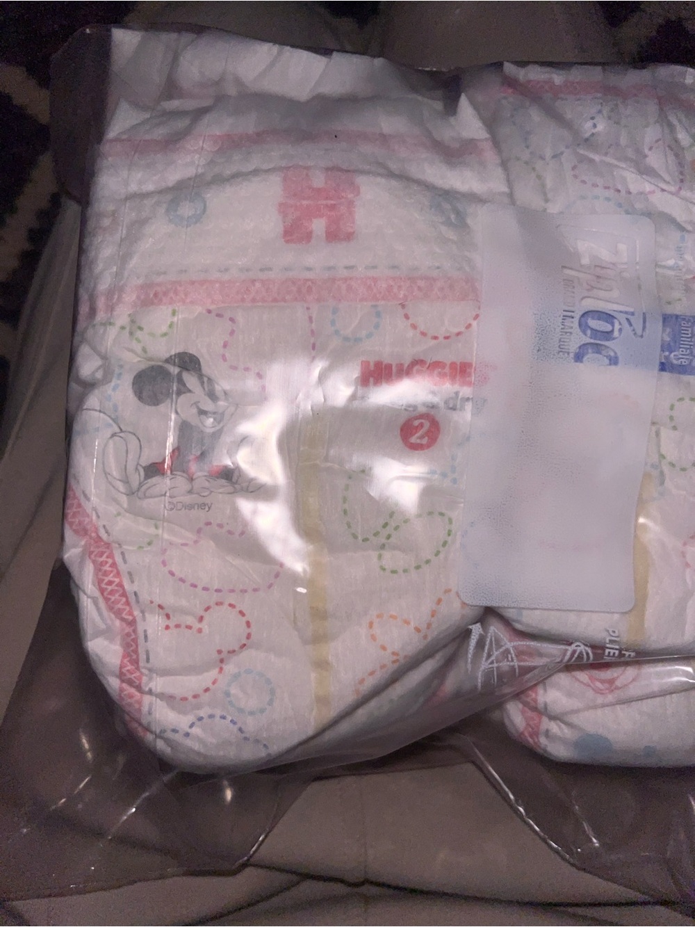 9 Huggies Size 2 White Baby Diapers with Multicolor Heart Accents